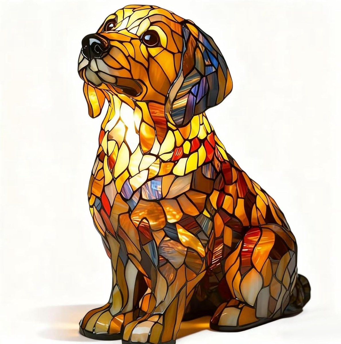 Honden Nachtlamp - Dieren Tafellamp - Sfeervol Verlichten - Uniek Hondenontwerp - 17 CM Hoog - Meerkleurig