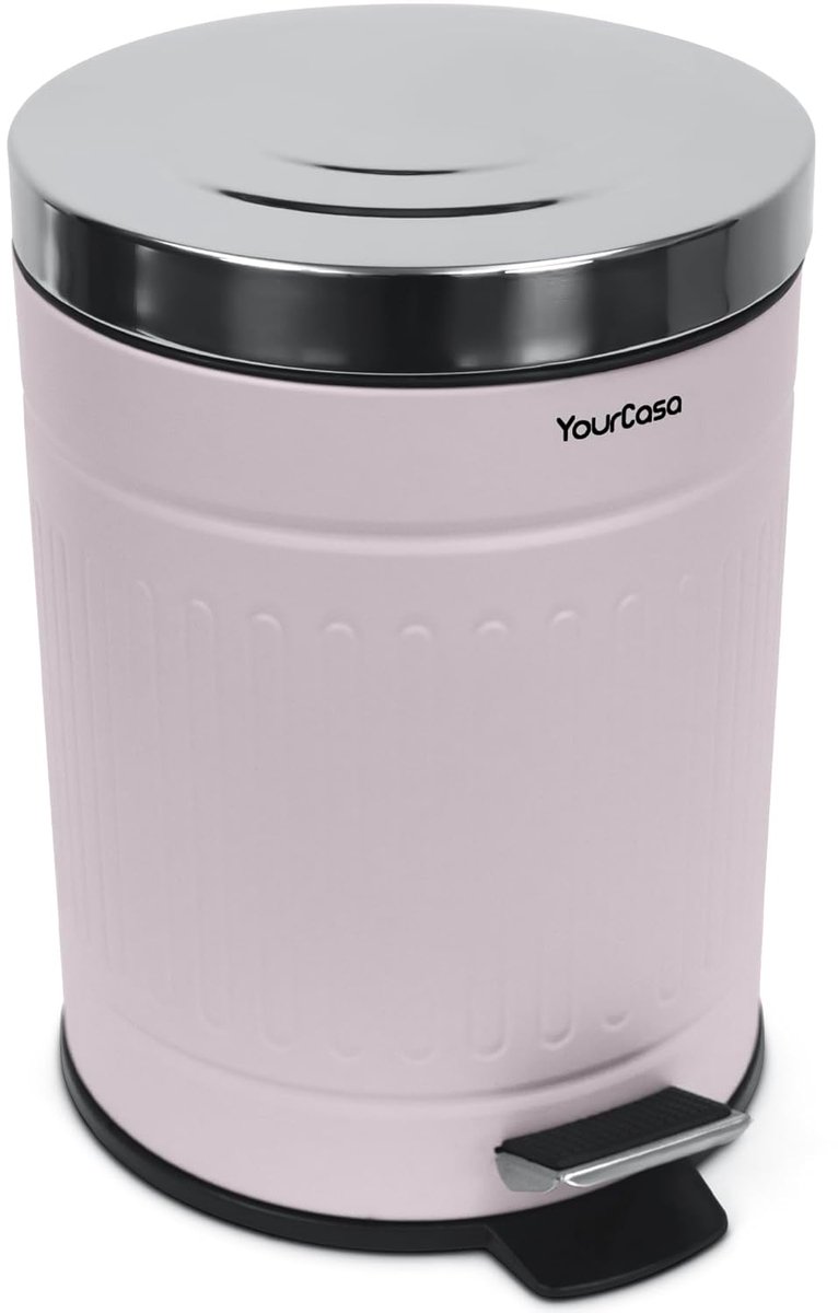 Prullenbak Badkamer - Afvalemmer Toilet - Kleine Ruimtes - Softclose Deksel - 5 Liter Inhoud - Zacht Roze