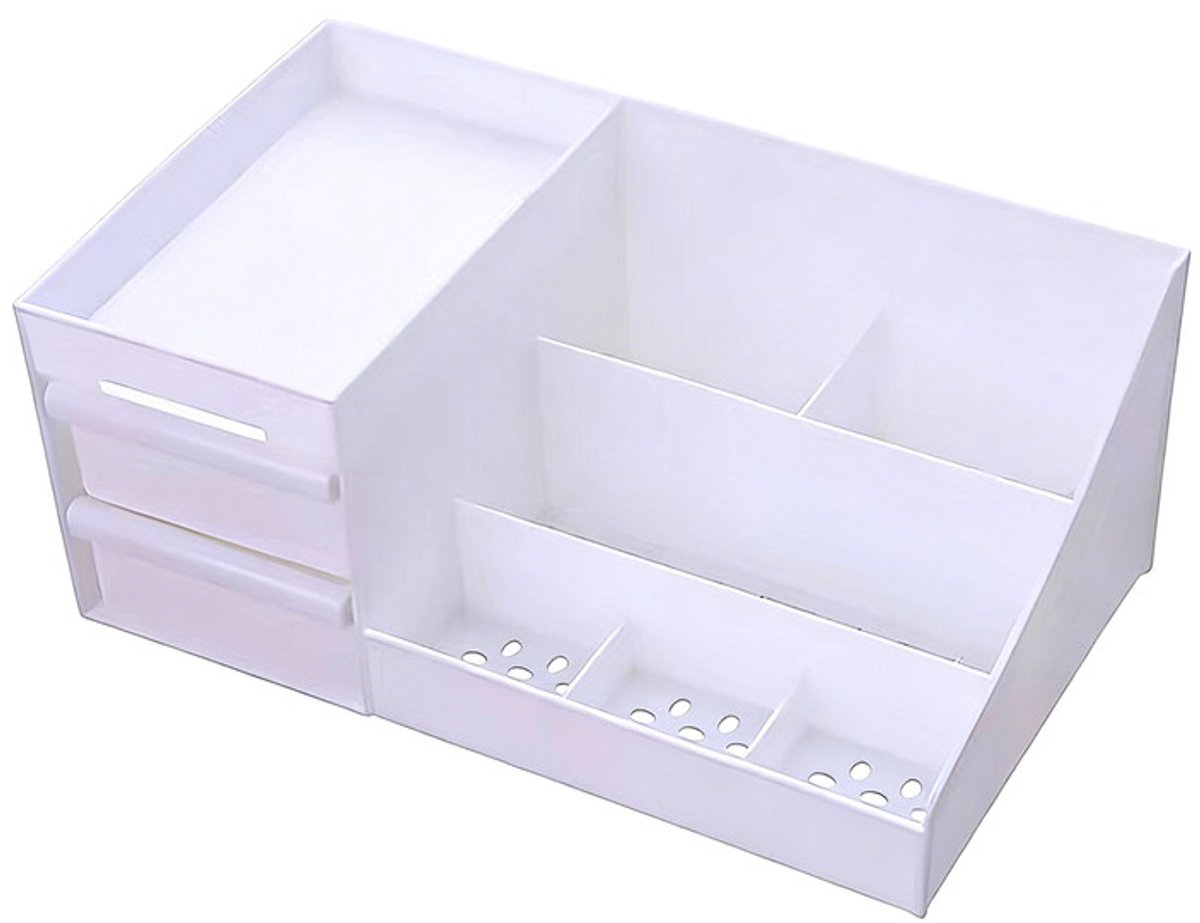 Opbergdoos voor cosmetica - met lade - klein formaat - wit - 26,5*11,5*16 cm