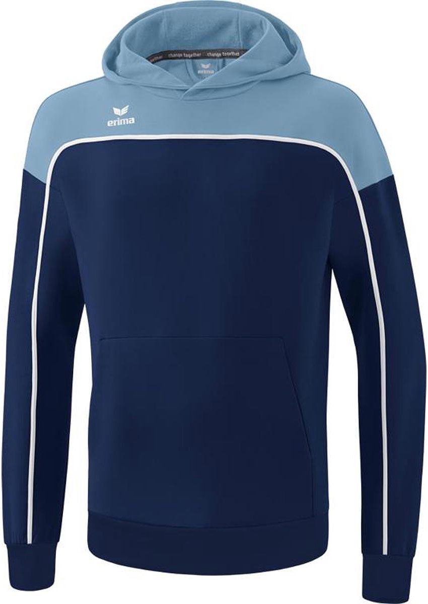 Erima Change Sweatshirt Met Capuchon Kinderen - New Navy / Faded Denim / Wit | Maat: 140