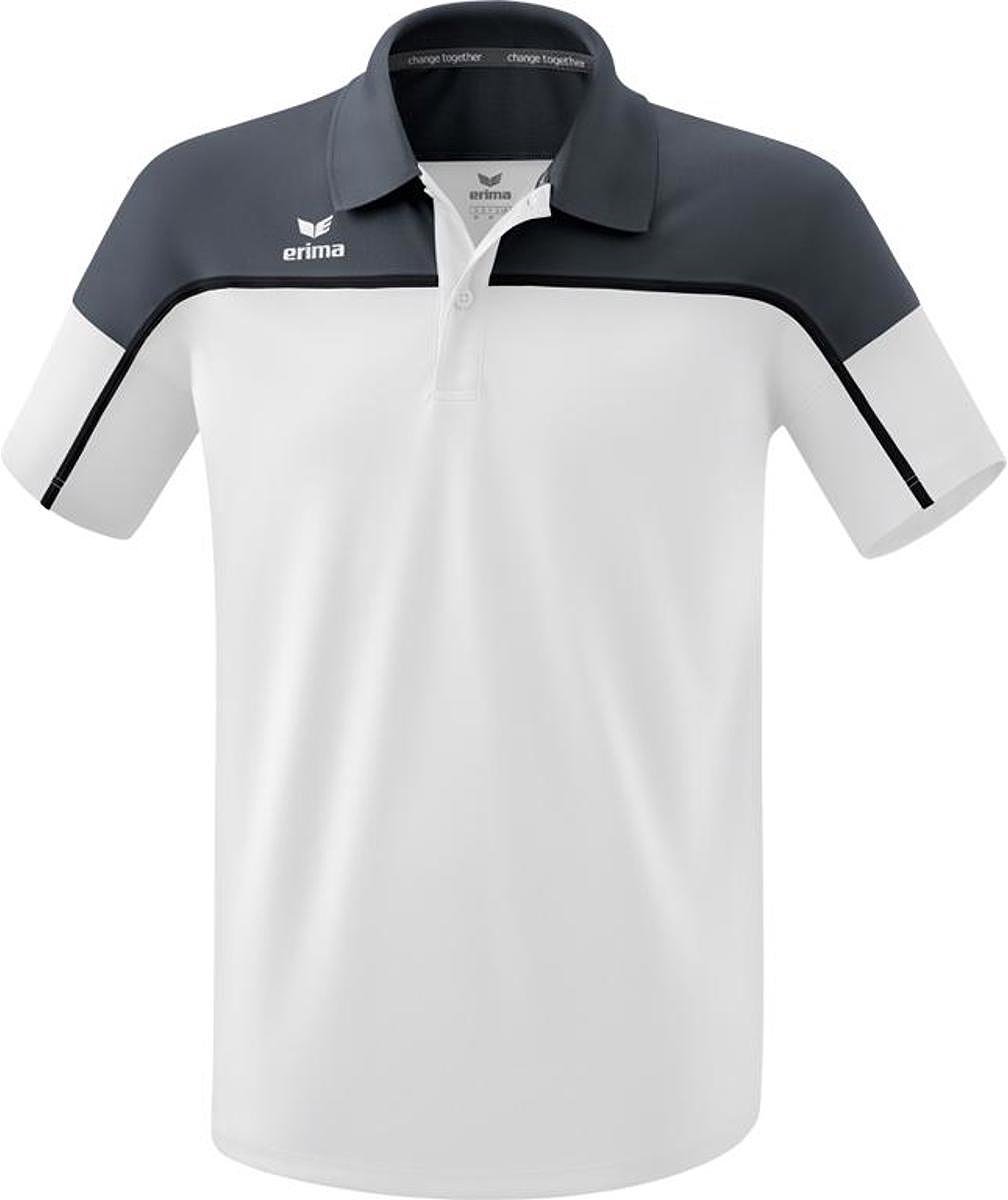 Erima Change Polo Heren - Wit / Slate Grey / Zwart | Maat: S