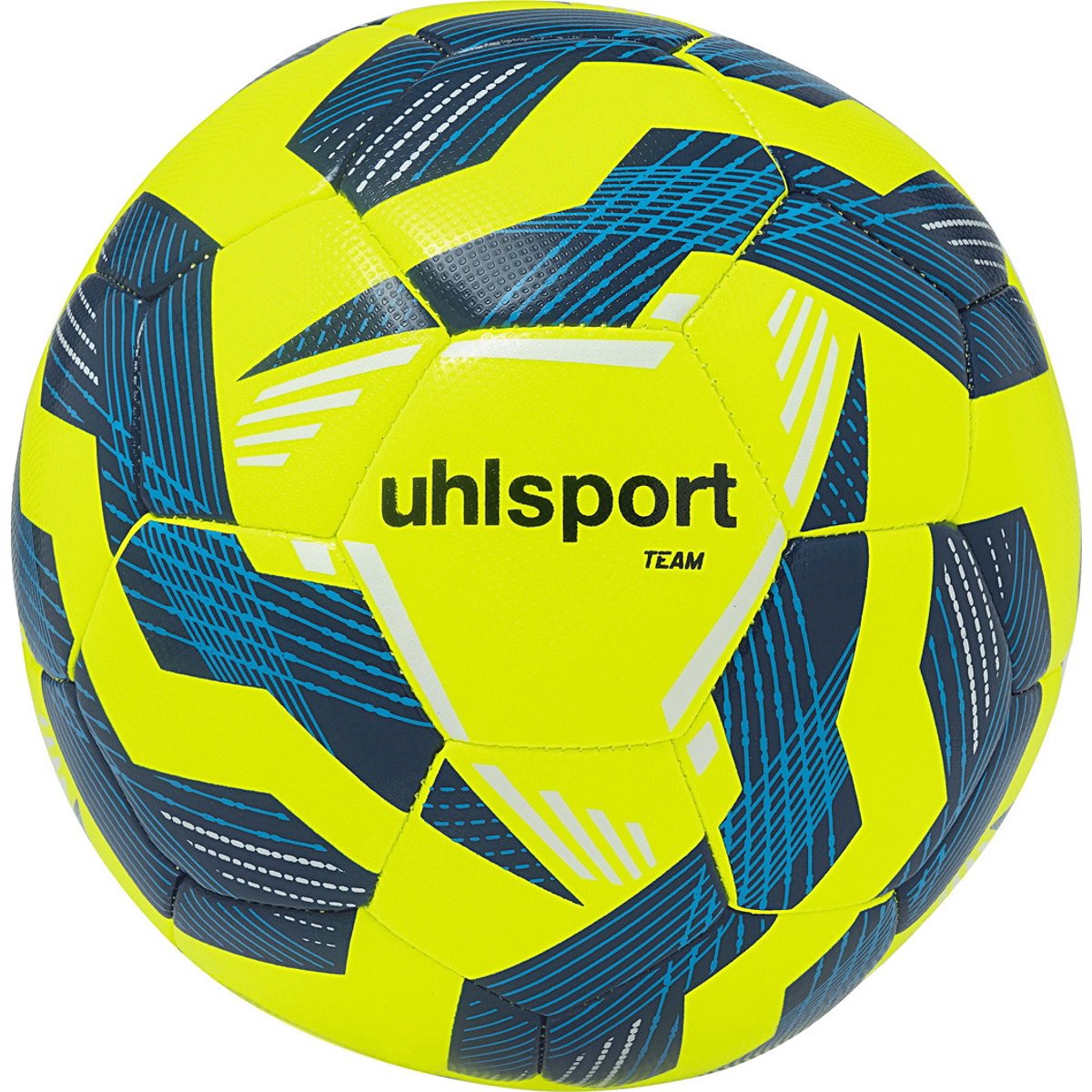 Uhlsport Team (Sz. 4) Trainingsbal - Fluogeel / Marine / Wit | Maat: 4