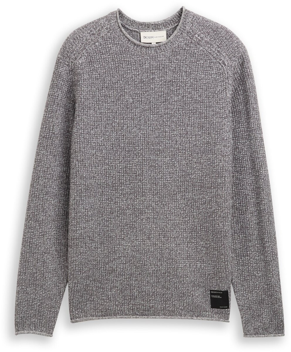 Tom Tailor Denim - Gebreide trui in gemêleerde look - Maat XL - grey white mouline