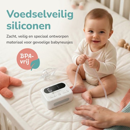 Snugicare Neusreiniger Baby - Elektrische Neuszuiger - Neuspeer - Snotzuiger - Met 9 Zuigniveaus en 10 Verschillende Melodietjes - Oplaadbaar van Merkloos — afbeelding 3