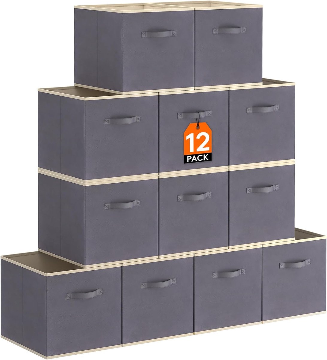 Opbergdozen Set - Opbergbakken Manden - Huis Ordenen - Inklapbaar Ontwerp - 26x26x28 cm - Grijs