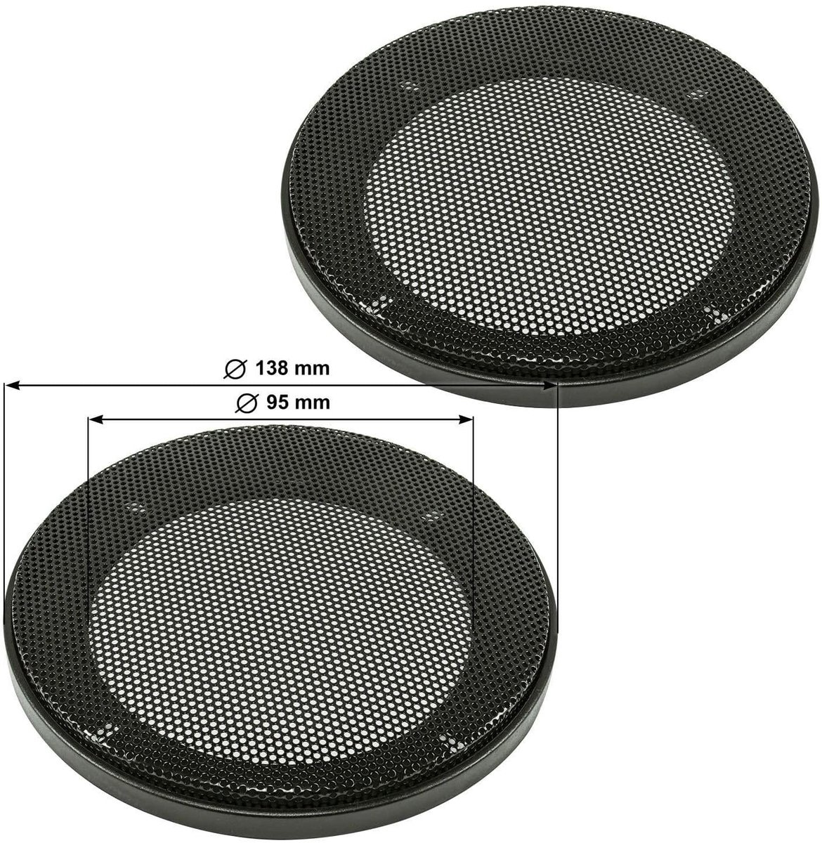 Luidsprekerrooster Set - Afdekking Speaker - Auto Audio - 2-delige Uitvoering - 100mm DIN - Zwart