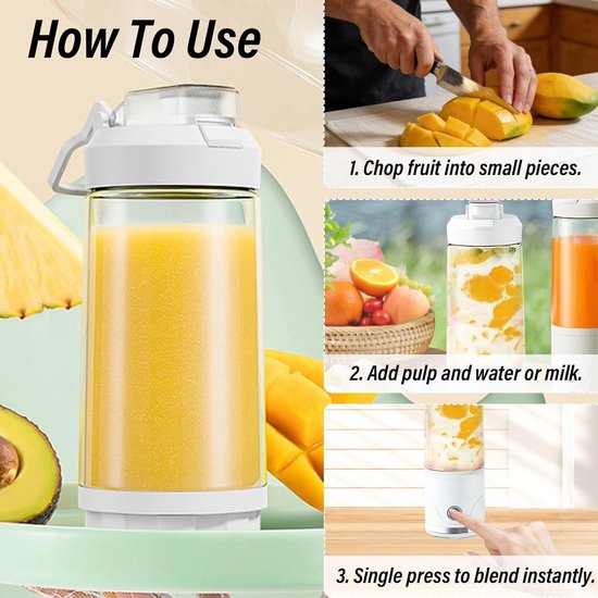 Blender To Go - Smoothie Maker - Draagbare Blender - Mini van Merkloos — afbeelding 5