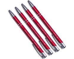 Metal Pen Set - Personalized Writing Tools - Custom Gifts - Laser Engraved Text - 14cm Length - Red