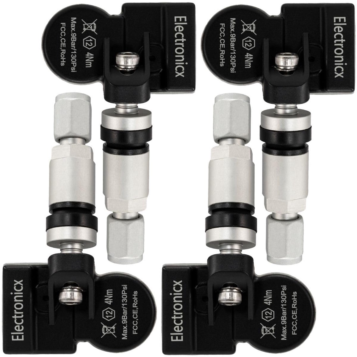 Bandenspanningssensoren - TPMS sensoren - Voertuigveiligheid - Voorgeprogrammeerd - 433 Mhz - Zilver