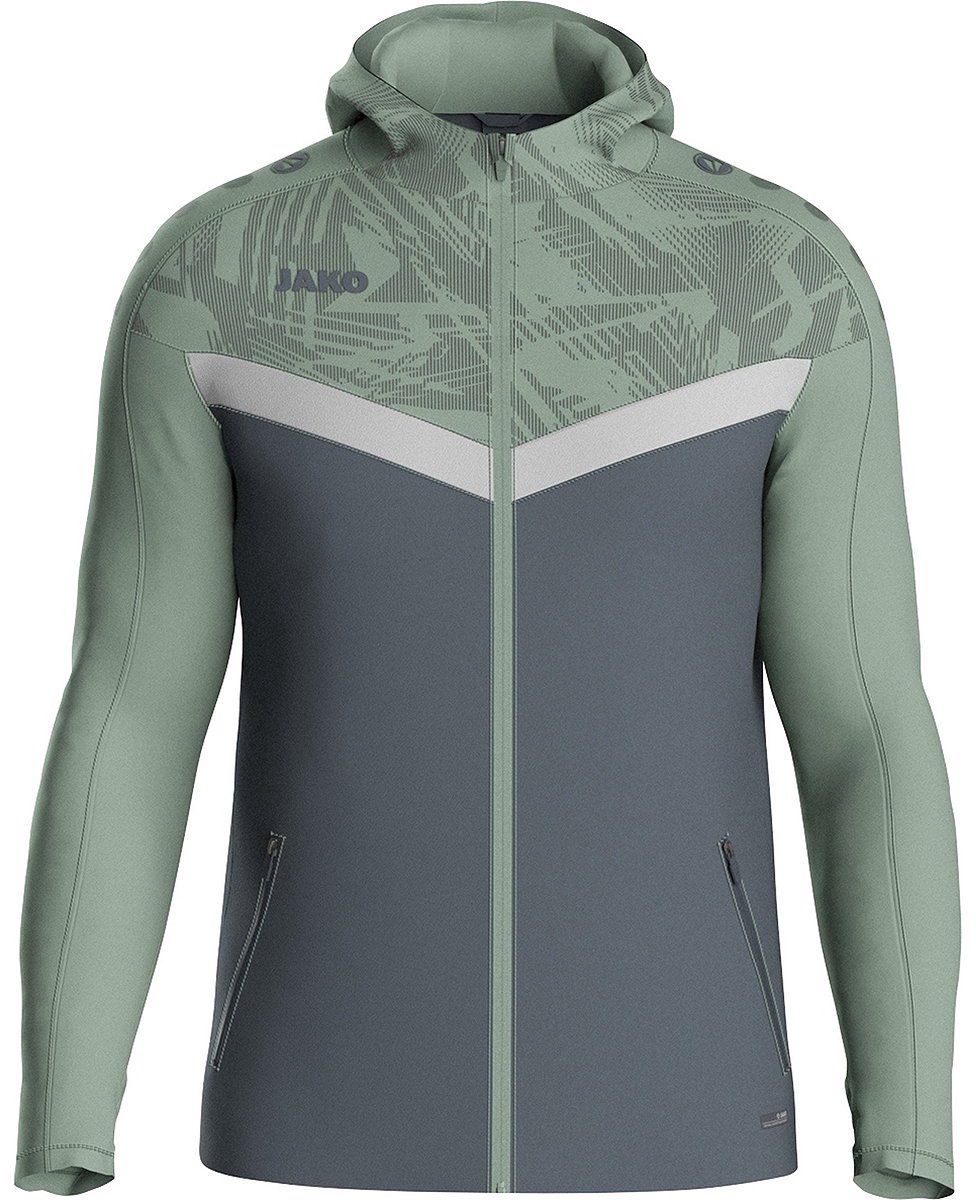 Jako Iconic Jas Met Kap Heren - Zachtgrijs / Mintgroen / Antra Light | Maat: 3XL