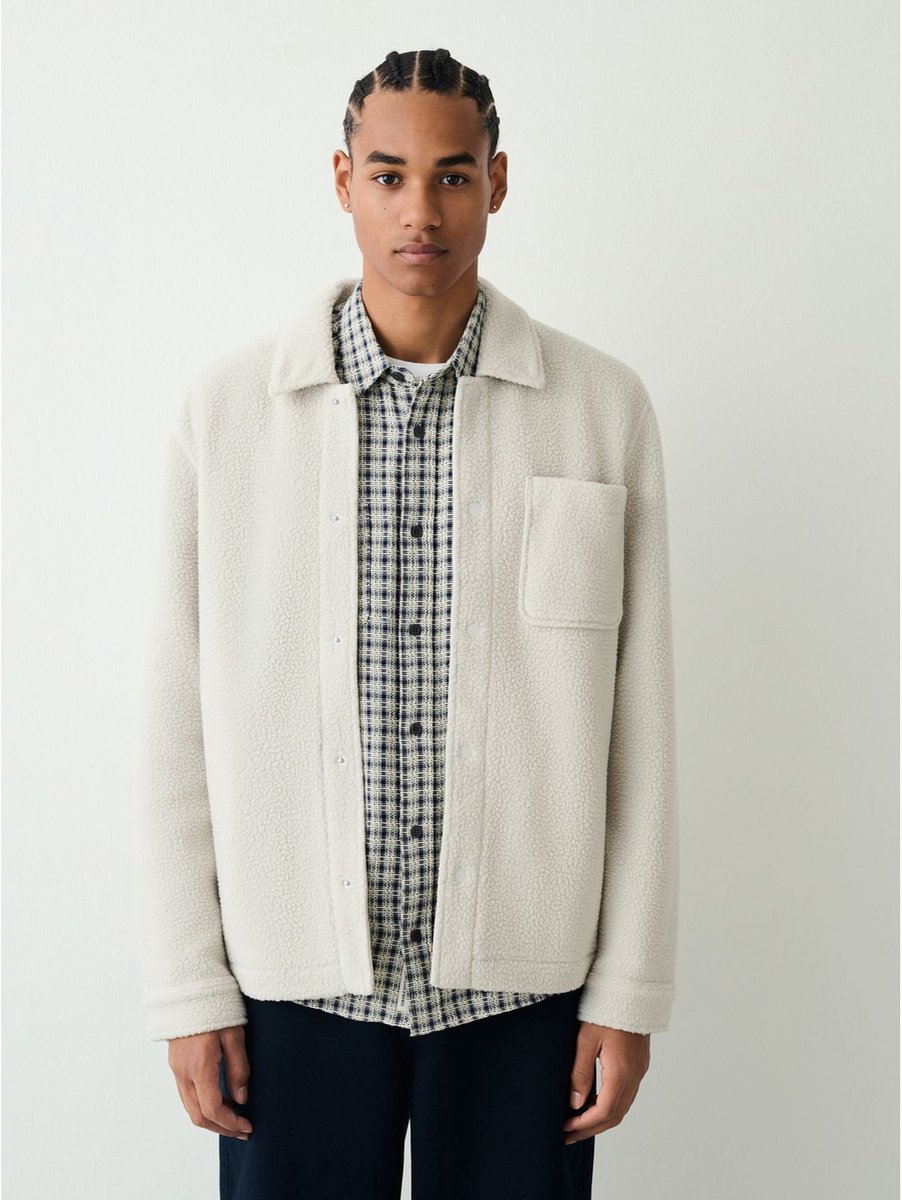 Next - Heren - Fleece shacket - Crème
