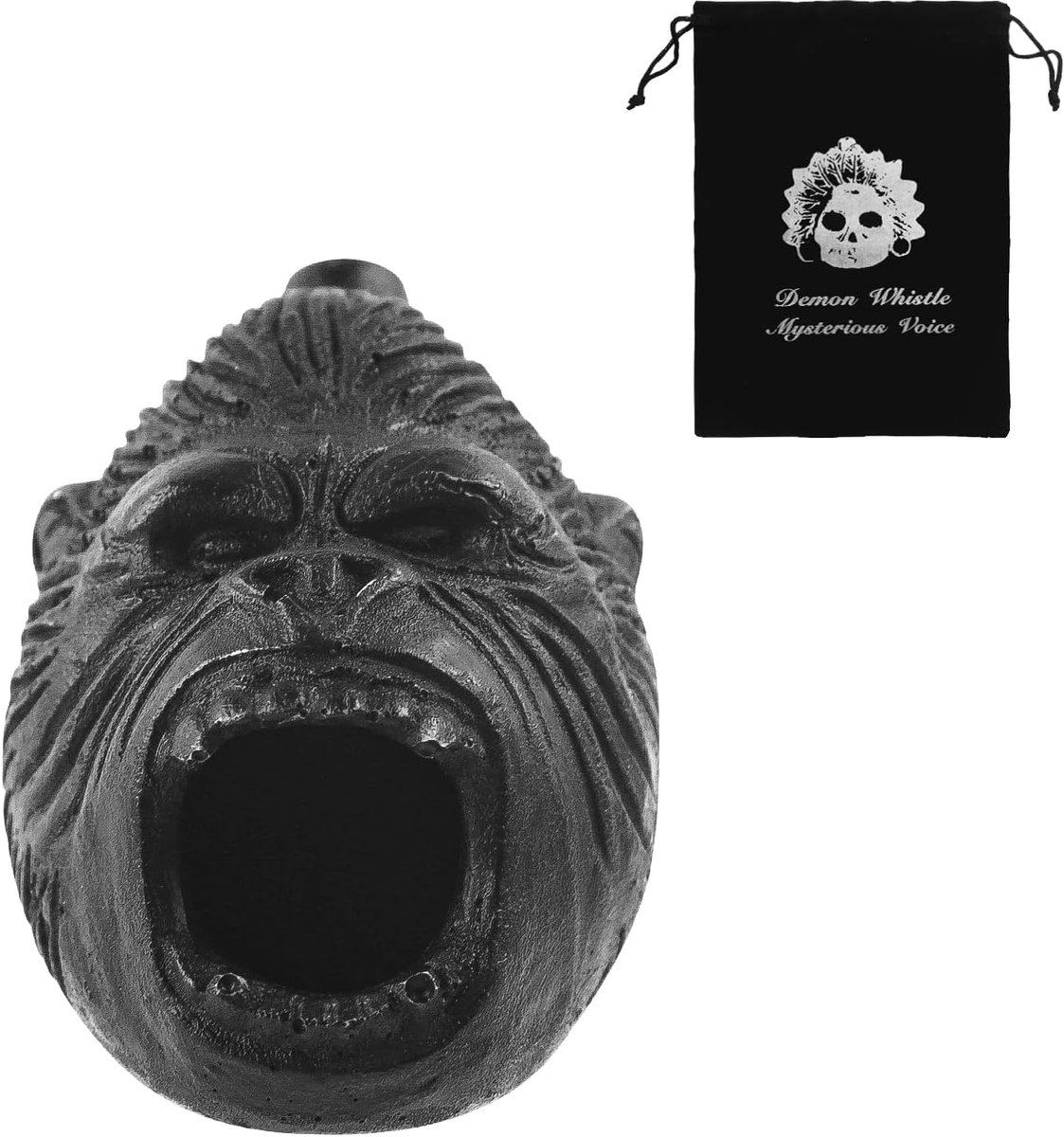Azteekse Doodsfluit - Oorlogsfluit Schreeuwfluit - Halloween Grappen - 125 Decibel Geluid - 14 x 14 x 9 cm - Zwart