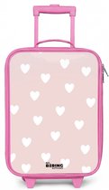 NoBoringSuitcases.com® - Kinderkoffer roze - Kindertrolley meisje - Sweethearts - Koffer kind lichtgewicht - Reiskoffer trolley voor kinderen - Koffertje met lichtgevende wieltjes - Rolkoffer