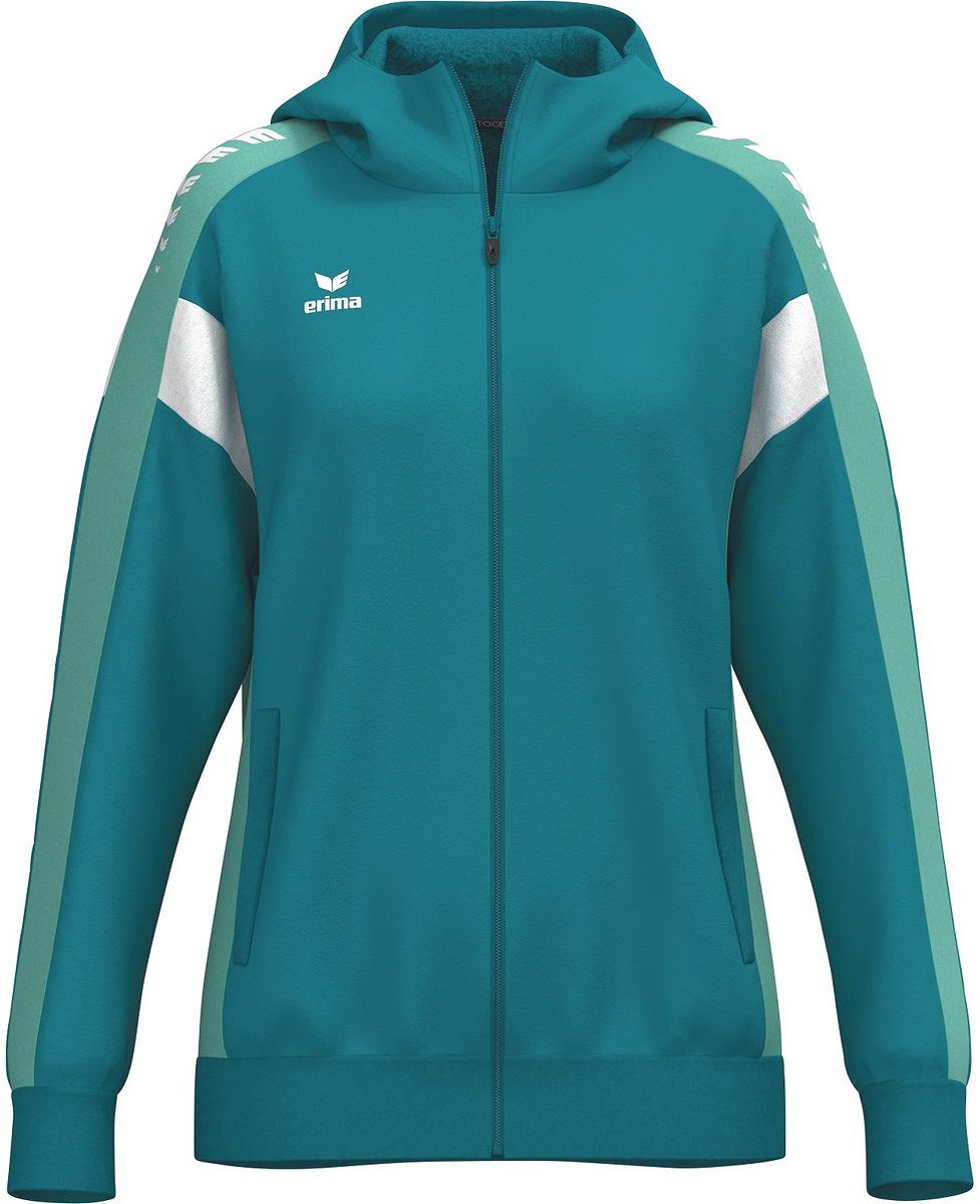 Erima Celebrate 125 Trainingsjack Met Capuchon Dames - Tahitian Blue / Mintgroen | Maat: 38