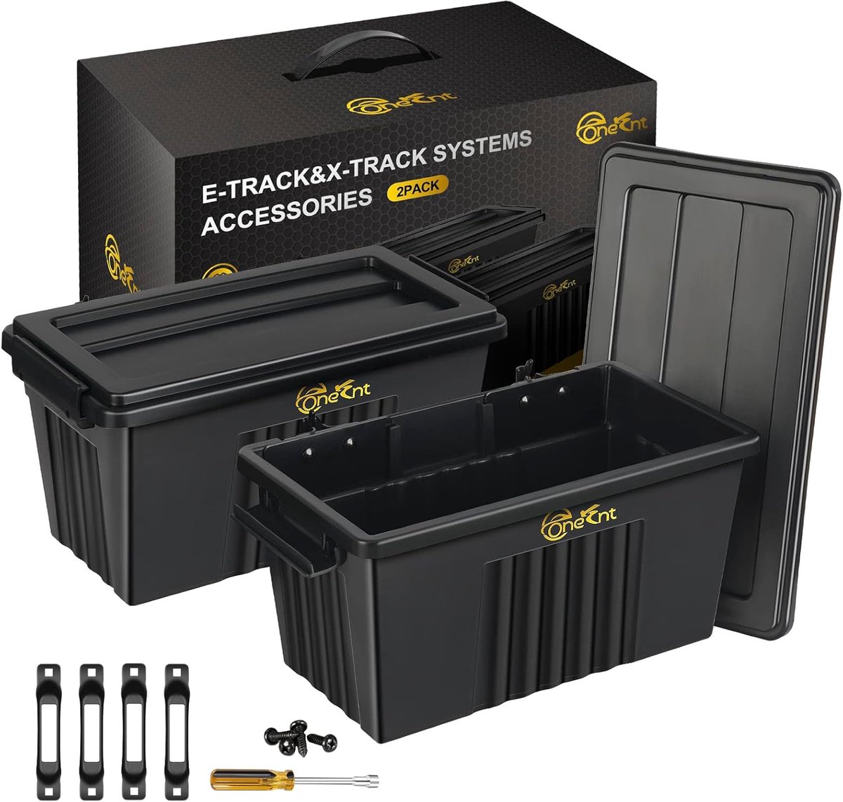 E-track manden - Opbergbakken - Gereedschap organiseren - Versterkte constructie - 368x181x165 cm - Zwart