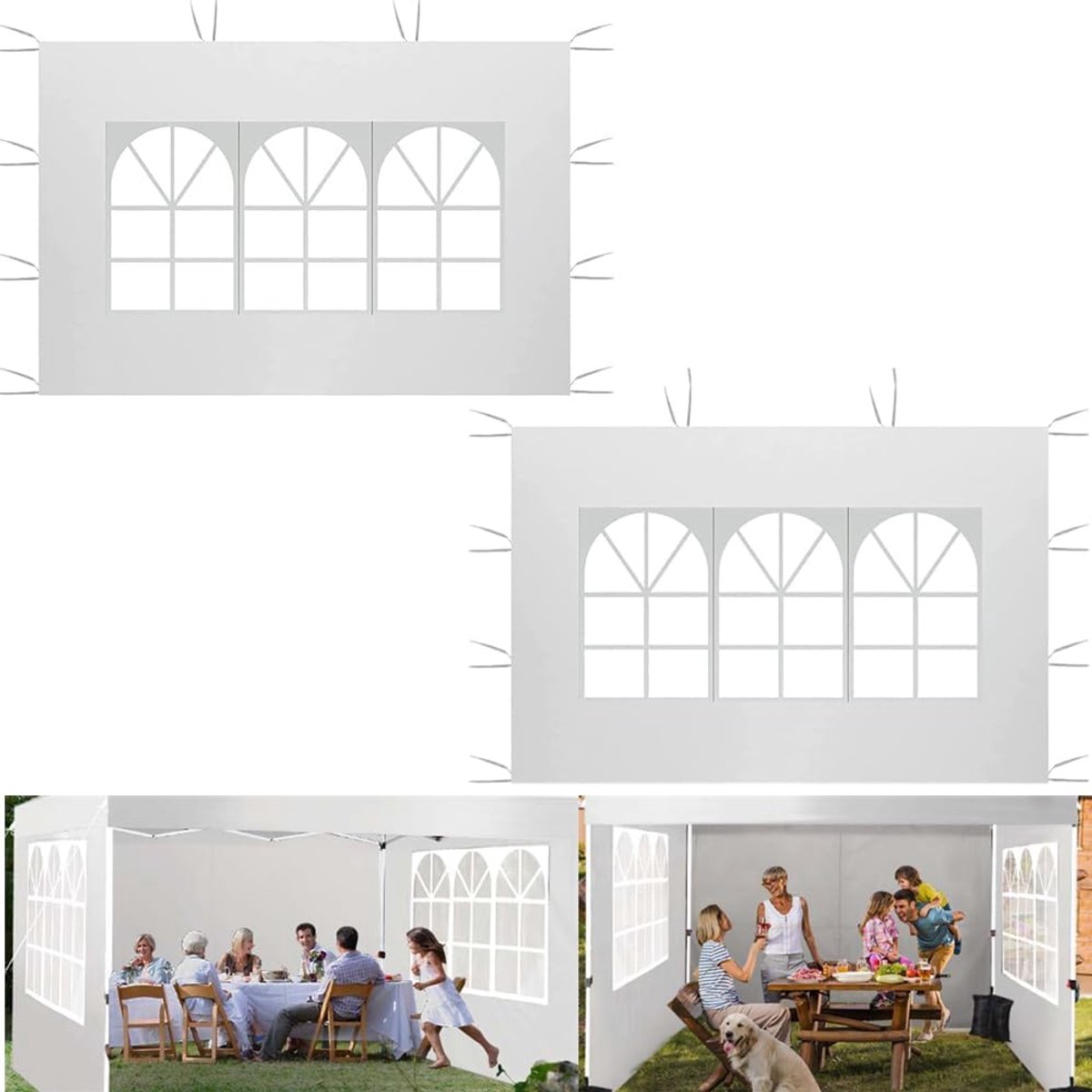 Zijpanelen voor Paviljoen - Tentwanden - Feest & Buiten - Waterdicht & UV-bescherming - 2x3 Meter - Wit