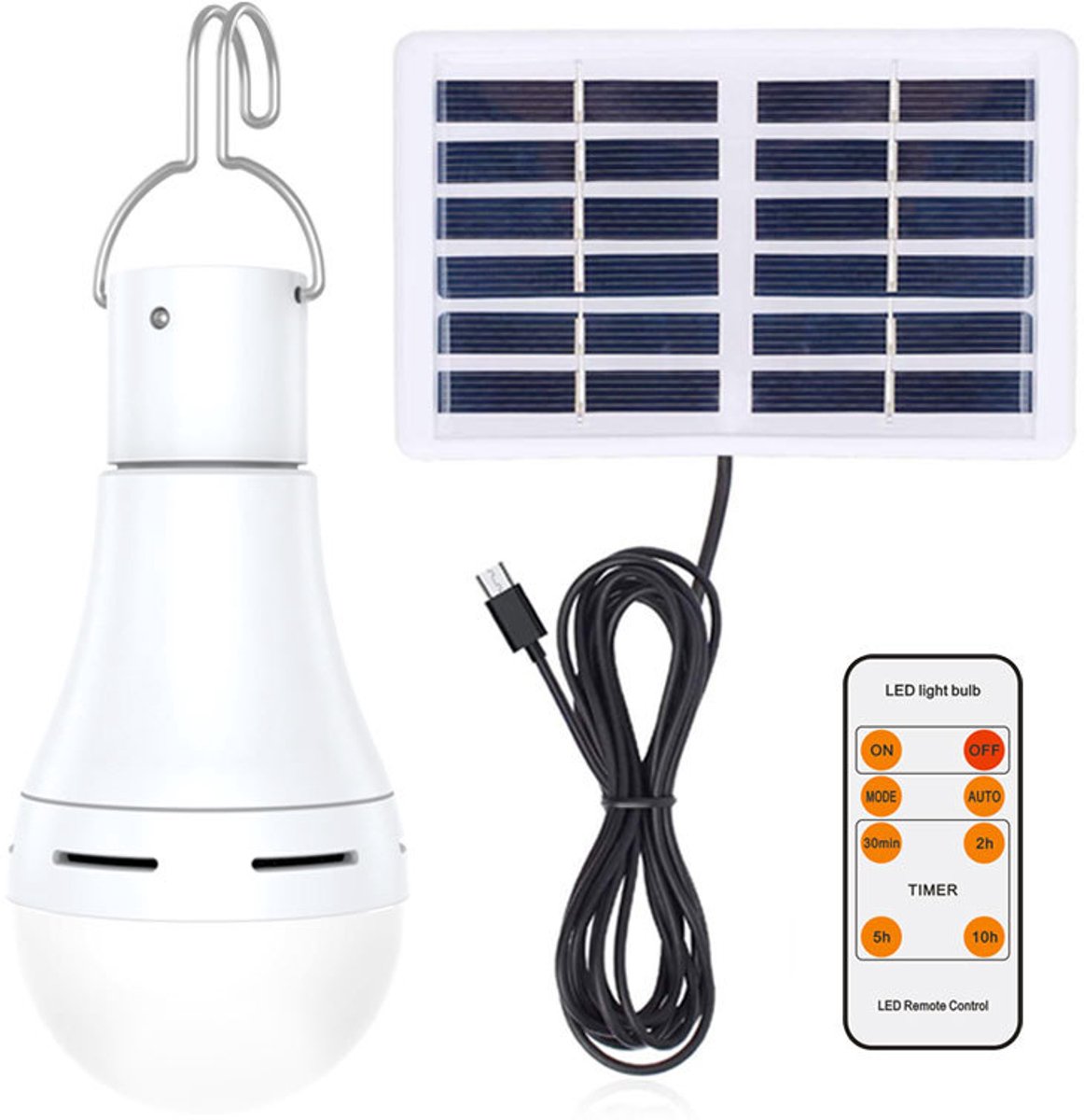 Zonne-lamp LED nood lamp draagbare camping licht met afstand timer, verlichting sensor, USB opladen en zonnepaneel opladen,7W zonne-energie lamp 1 pakket