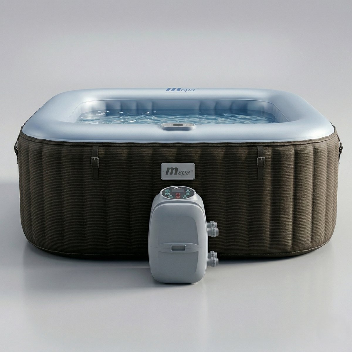 Luxe Opblaasbare Jacuzzi Spa 4 Personen 158x158 cm met 108 Massage Jets, Verwarming tot 40°C, UVC Reiniging, Energiezuinige Timer & Snelle Inflatie – Geschikt voor Binnen & Buiten – Industrohome