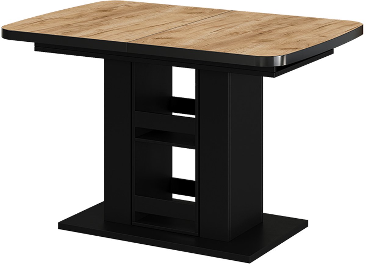 Vicco Eettafel Fenaro, Goudkleurig Eiken/Zwart, 120-160 x 80 cm