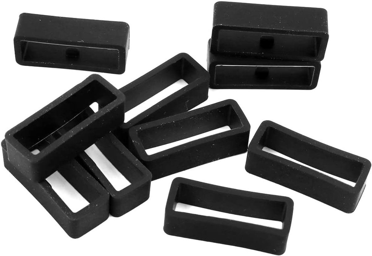 Allecto - Horlogebandlus - Siliconen - Veiligheid - 22mm - Rubber - Stopper - Slotring - Geschikt voor Horlogeband - Zwart