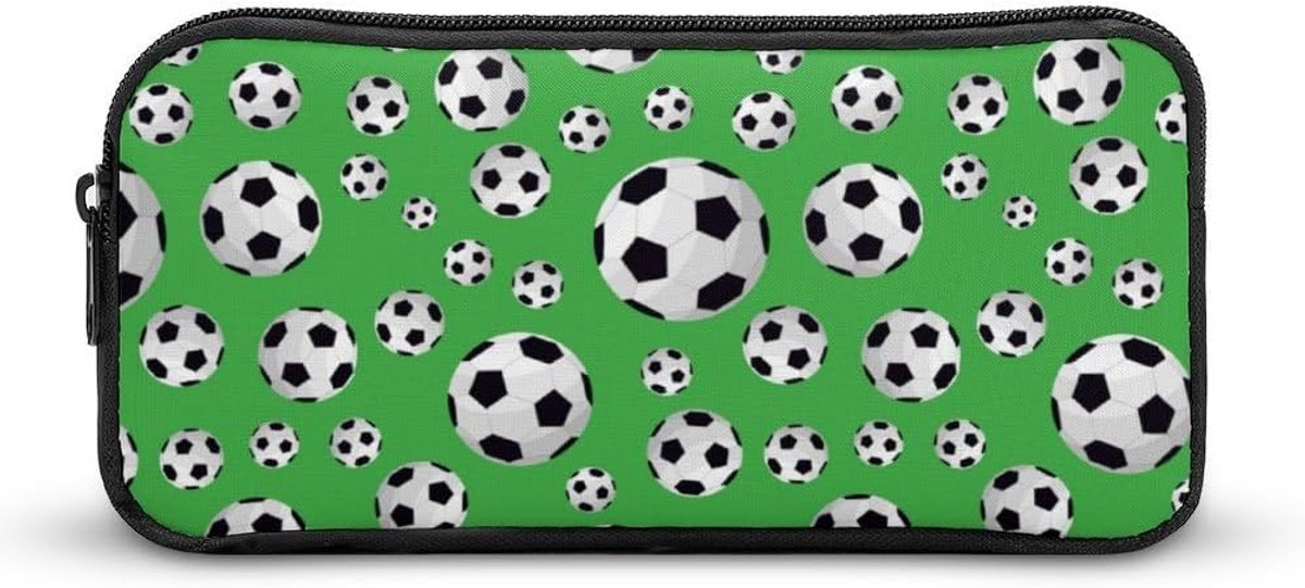Etui voetbal bal - Opbergtas pennen - Kantoor school - Metalen rits - 22x12x5cm - Uniek design