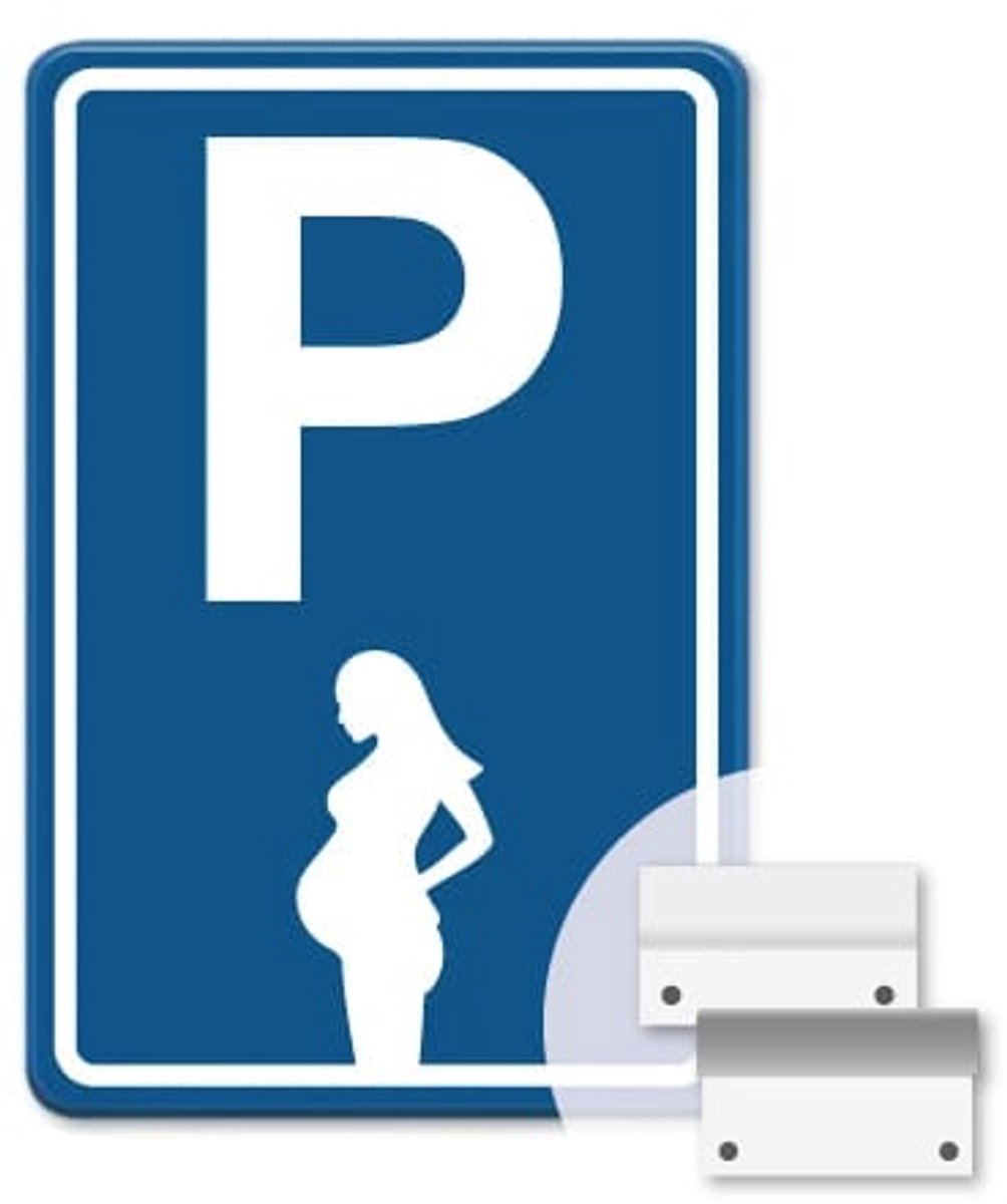 Parkeerbord Zwanger - blauw - Weerbestendig Aluminium - 40x60 cm - Bevestiging: Met muur-/ wandmontage beugels