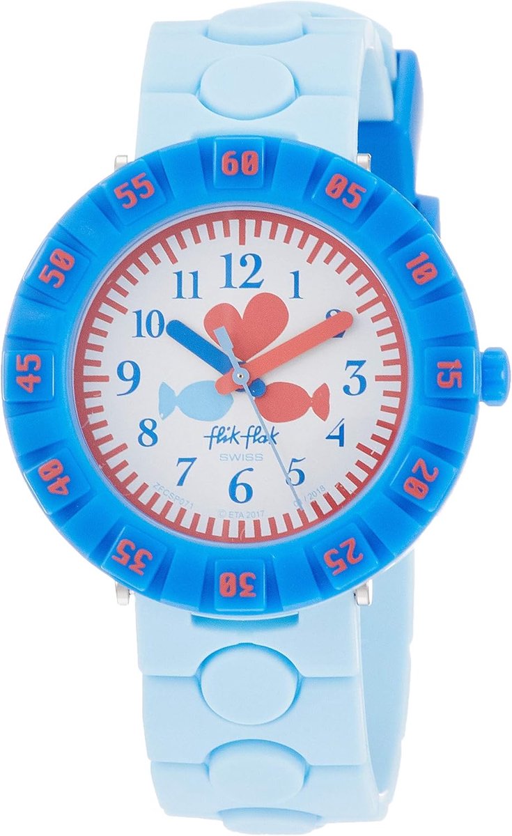 Kinderhorloge Vis Hart - Kindertijd Klokje - Dagelijks Dragen - Draaiende Bezel - 25 cm Band - Lichtblauw Donkerblauw