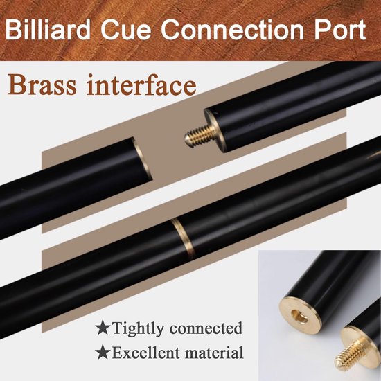 Biljartkeu Set - Poolkeu Keu - Snooker Pool Spel - 3 Delige Constructie - 10MM Tip - Zwart — afbeelding 2