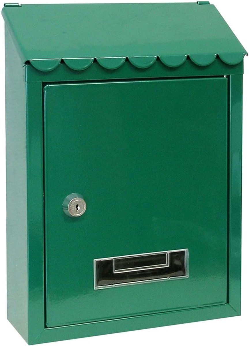Brievenbus Metaal - Postbak - Veilig Post Ontvangen - Afsluitbaar met Cilinderslot - 22x7x30 cm - Groen
