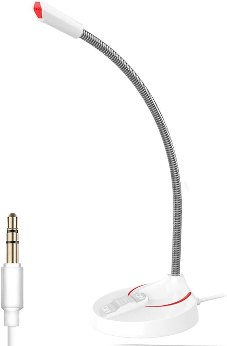 Stereomicrofoon met standaard - Condensator microfoon - Online communicatie - Omnidirectioneel geluid - 30 Hz - 16 kHz - Wit