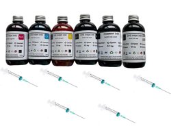 Merkloos Navulinkt Set - Inkjet Inkt Flesjes - Printer Bijvullen - Meer Inhoud Per Flesje - 6 X 100ml