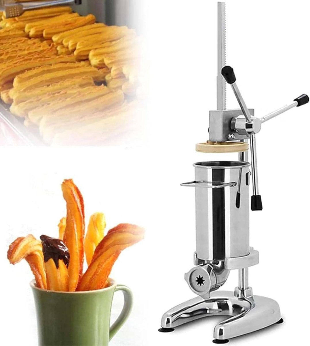 Churro Maker - Donut Vormer - Bakkerij Gebruik - 5 Vormen Inbegrepen - 3 Liter Capaciteit