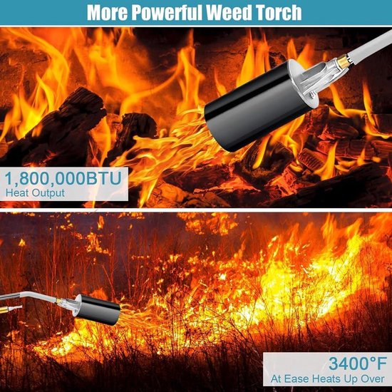 Onkruidbrander - Vlammenwerper Tool - Tuinonderhoud - Turbo Trigger Controle - 45x18x7 cm - Zilver Zwart van Merkloos	 — afbeelding 4
