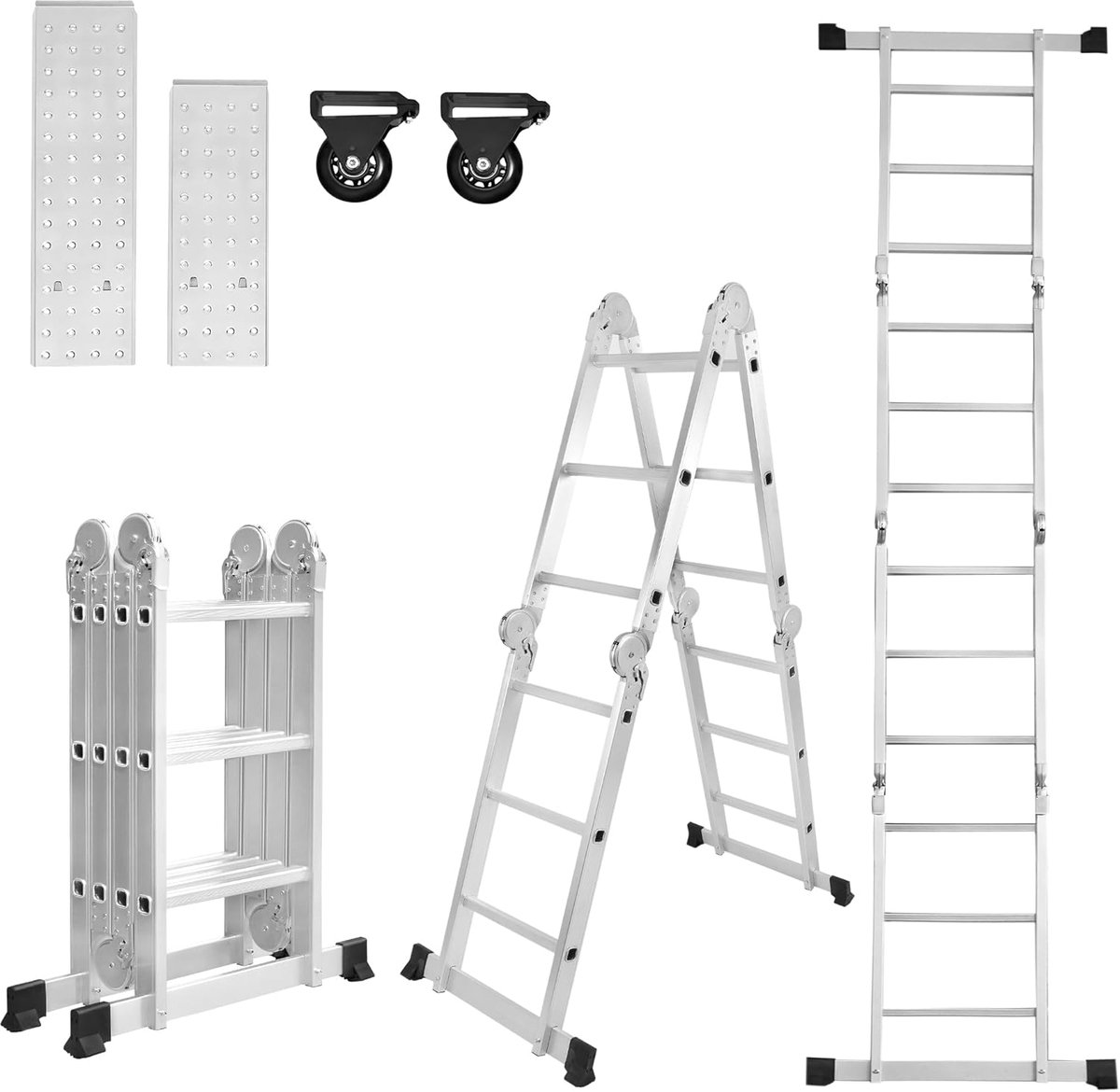 Multifunctionele Ladder - Vouwladder Werkplatform - Klussen en Onderhoud - 7-in-1 Configuratie - 340 cm Hoog - Aluminium