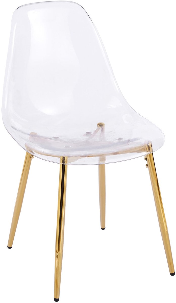 Merax Transparante Eetkamerstoelen Set Van 4 - Moderne Design Stoelen Met Gouden Poten - Acryl Stoelen Voor Eetkamer Woonkamer Of Kantoor