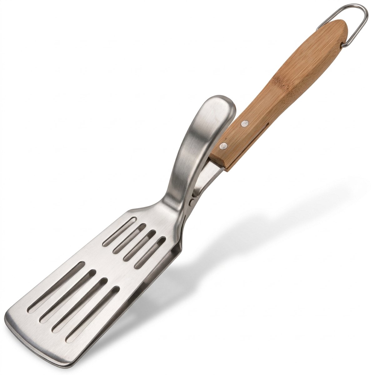Lomera BBQ Spatel - Barbecue Spatel - Grillspatel - Grill Spatel - BBQ Bakspaan - Barbecue Bakspaan - Bakspaan BBQ - Steakspatel - Hamburgerspatel - Visspatel - BBQ Spatel met Houten Handvat - BBQ Spatel met Klem
