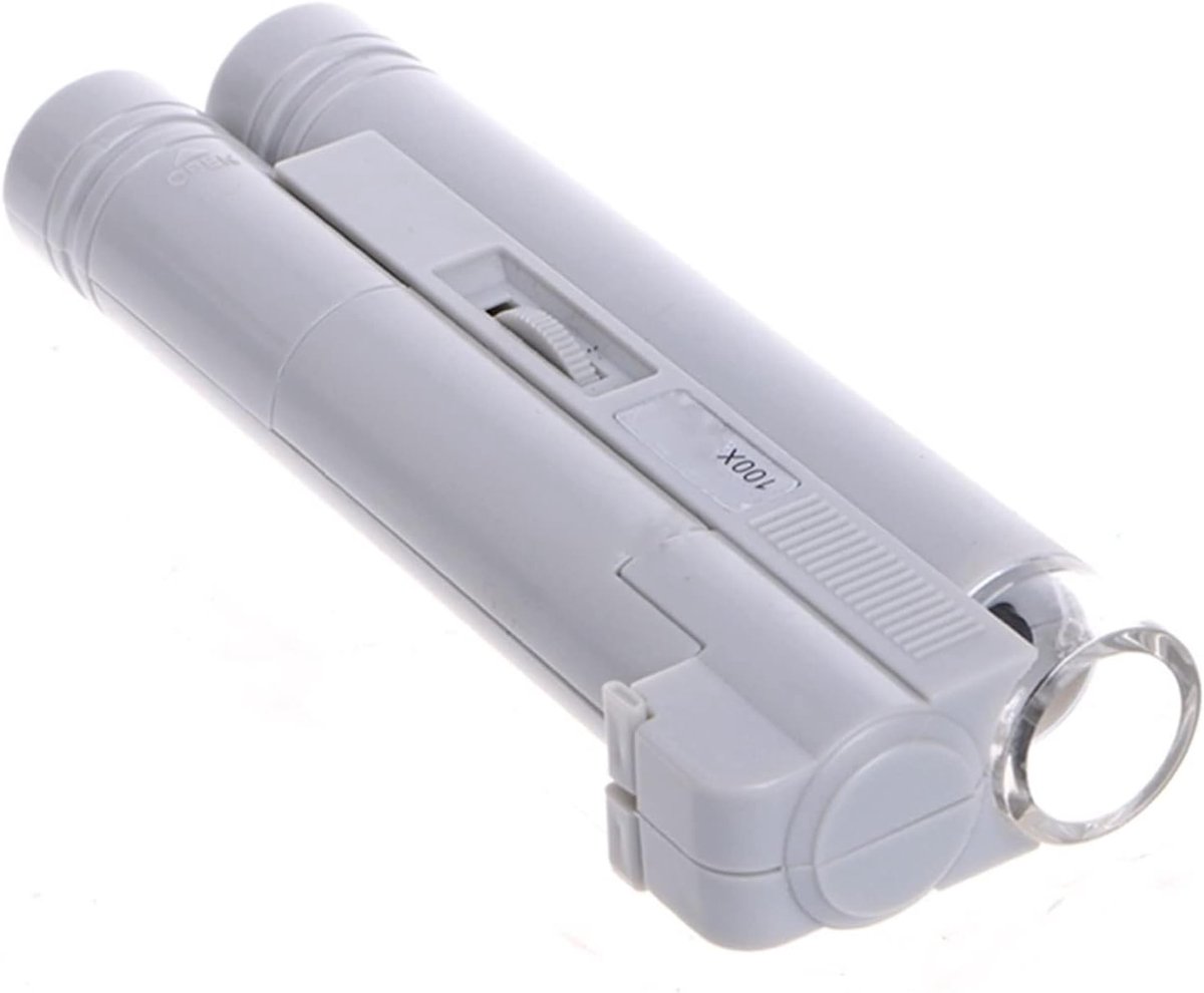 Draagbaar Vergrootglas - Handheld Vergroter - Gedetailleerd Onderzoek - Dubbele Buis Licht - 13.6 cm Lengte - Wit