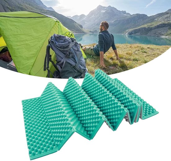 Opvouwbaar Slaapmatje - Kampeer Matras - Buiten Slapen - Eierkrat Ontwerp - 190x61cm - Turkoois — afbeelding 4