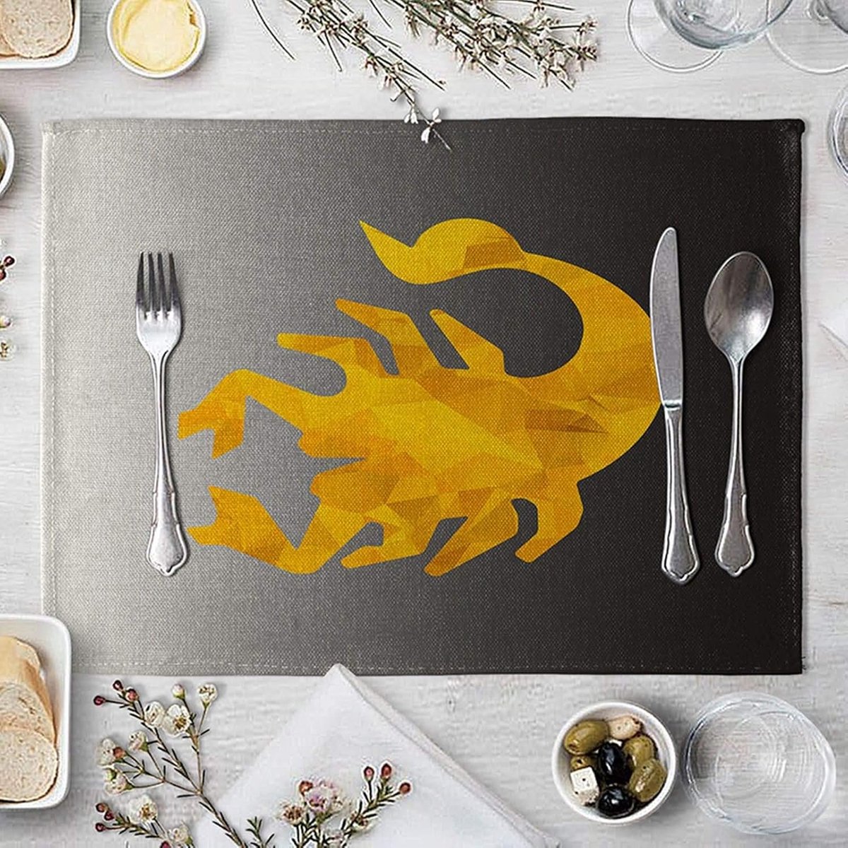 Placemats Set - Eetplaats Matten - Tafeldecoratie - Ademend Katoen Linnen - 40x30CM - Stijl 9