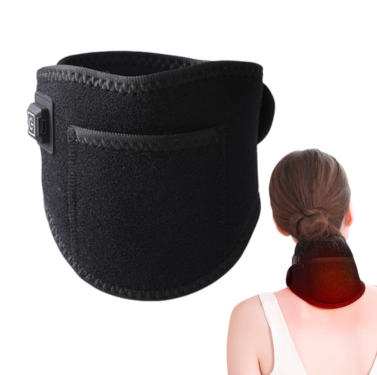 Warmtekussen Schouders - Verwarmingsband Nek - Spierontspanning Thuis - Regelbare Warmte Niveaus - Ergonomisch Ontwerp - Zwart