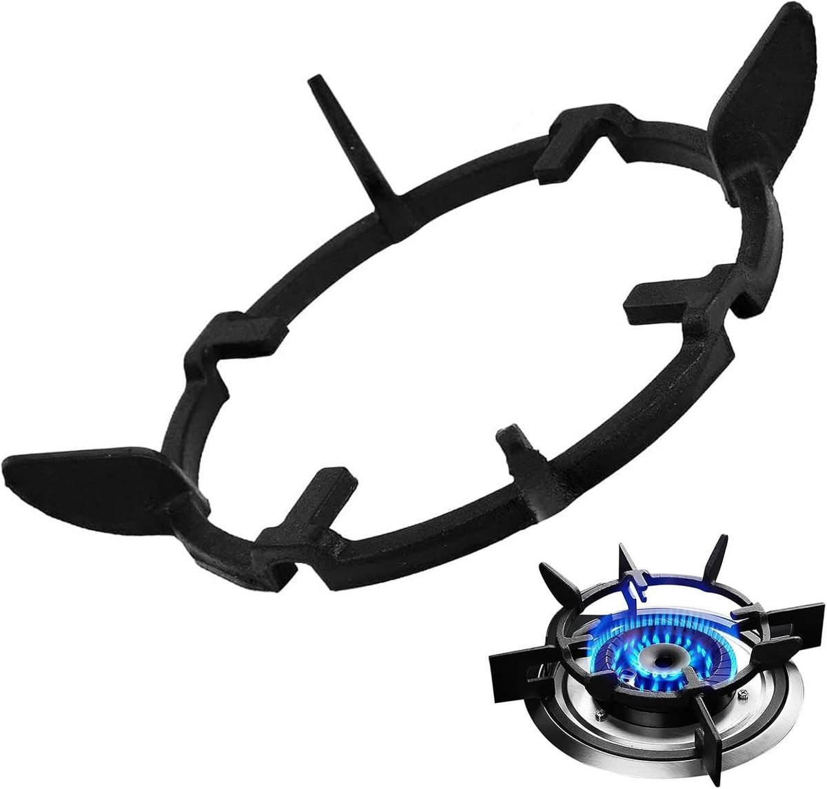 Wokring Gietijzer - Universele Wokstand - Stabiel Koken - Hittebestendige Coating - 17 cm Diameter - Zwart