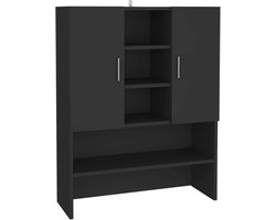 Wasmachinekast - Opbouwunit Kast - Badkamer Organiseren - Smal Ontwerp - 70.5 x 25.5 x 90 cm - Zwart