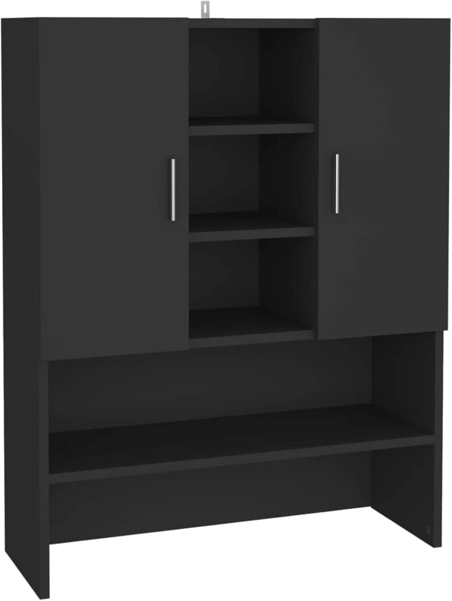 Wasmachinekast - Opbouwunit Kast - Badkamer Organiseren - Smal Ontwerp - 70.5 x 25.5 x 90 cm - Zwart