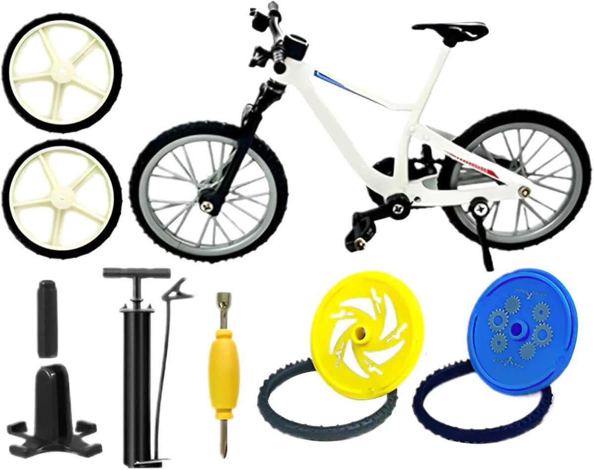 Vinger Fiets Speelgoed - Miniatuur Model - Bureau Decoratie - Gedetailleerd Ontwerp - 11 x 6 x 5 cm - Wit