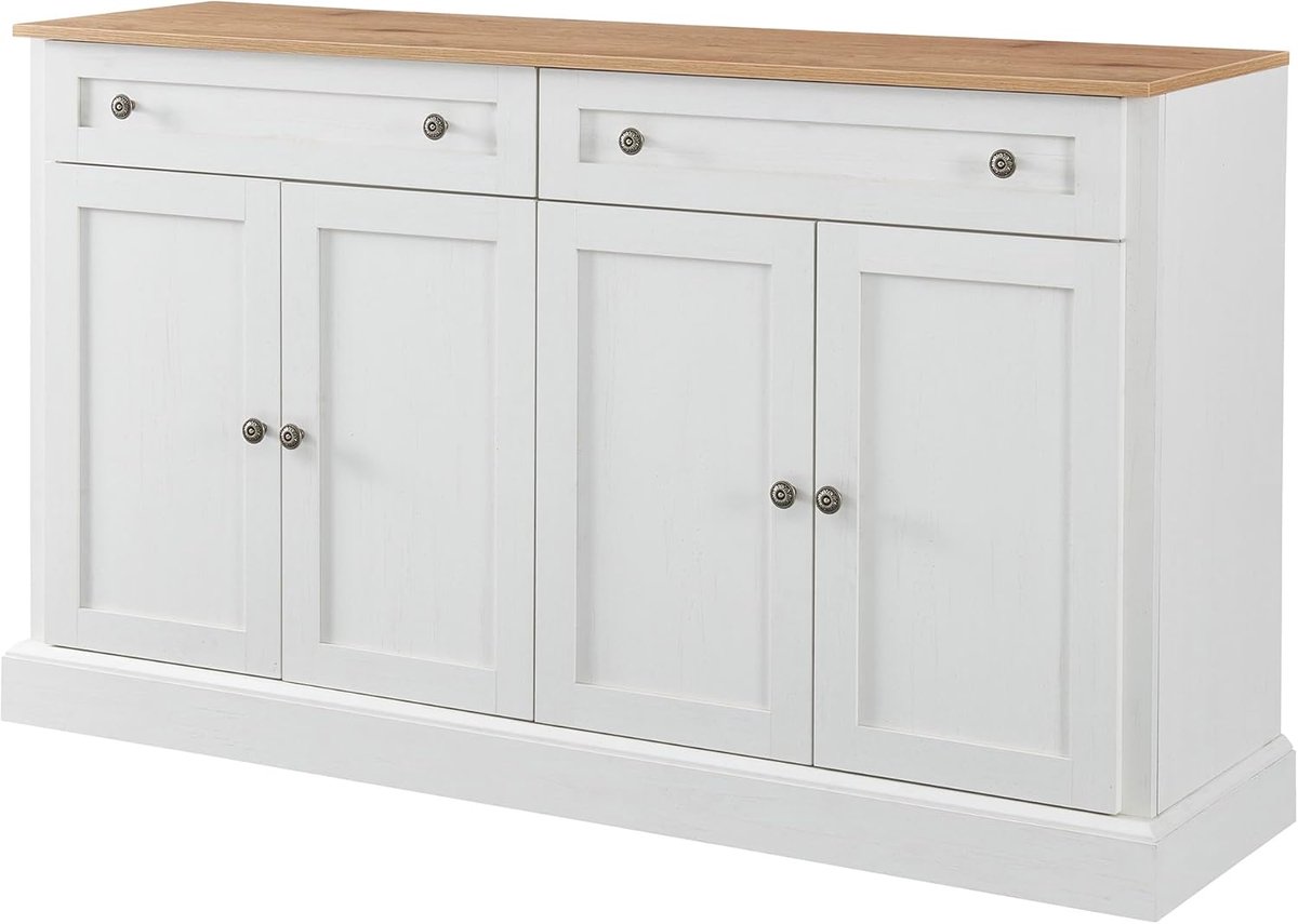 Moderne Dressoir - Opbergkast - Eetkamer Woonkamer - Verstelbare Plank - 150x40x86 cm - Natuurlijk Wit