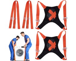 Draagriemen Set - Verhuishulp Hefgordel - Meubels Verplaatsen - Dubbele Shoulder Dolly - 500 kg Belasting - Oranje