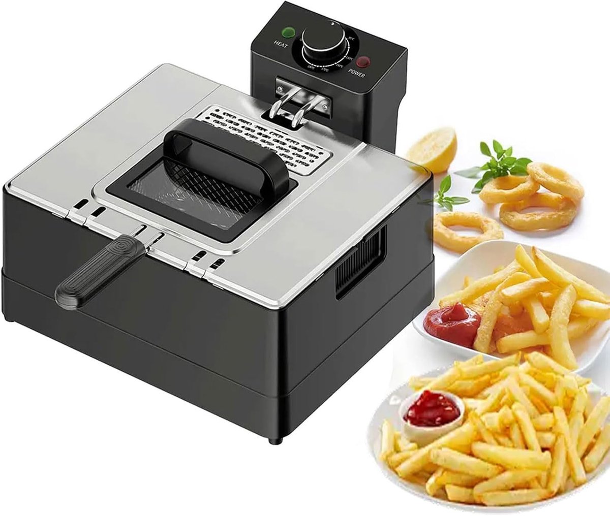 Elektrische Friteuse - Frituurpan - Thuisrestaurant Keuken - Temperatuurregeling 60-200 - 5-10L Capaciteit - Roestvrij Staal