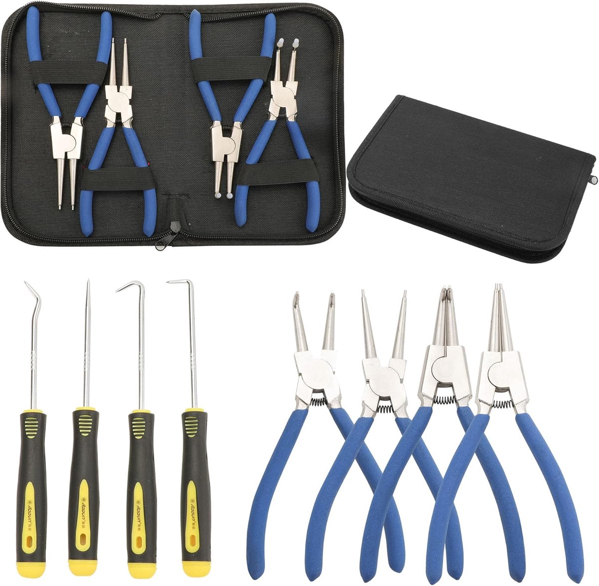 Borgringtang Set - Seegerring Tangen - Onderhoud & Reparatie - 8 Delig Met Haken - 2331 cm - Zilver Blauw