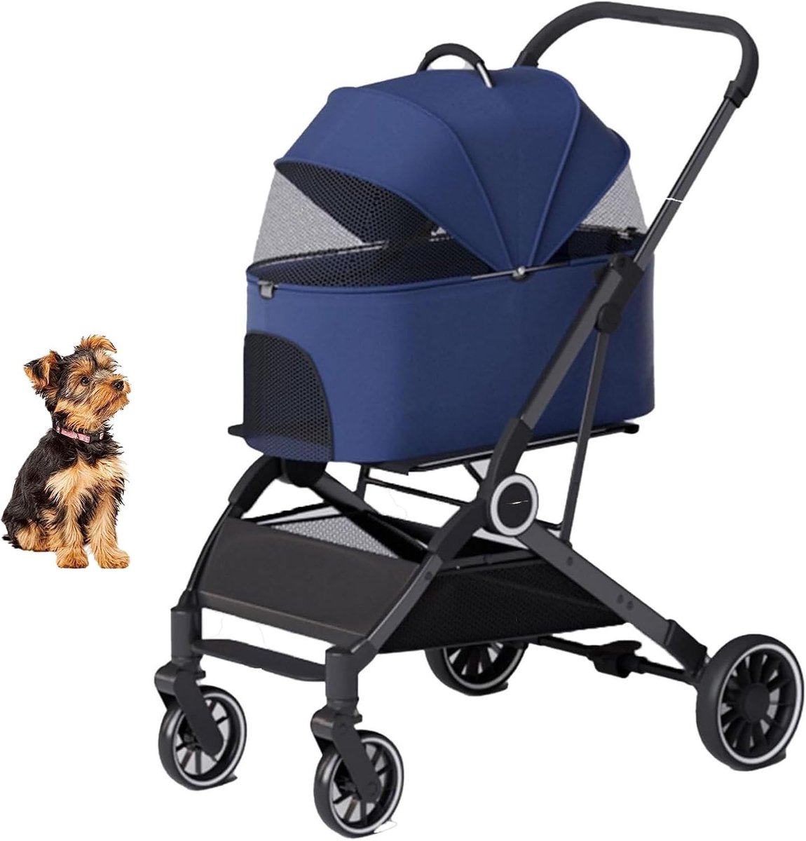 Huisdier Kinderwagen - Hondenbuggy Kattenkar - Reizen met Huisdier - 3-in-1 Opvouwbaar - Blauw
