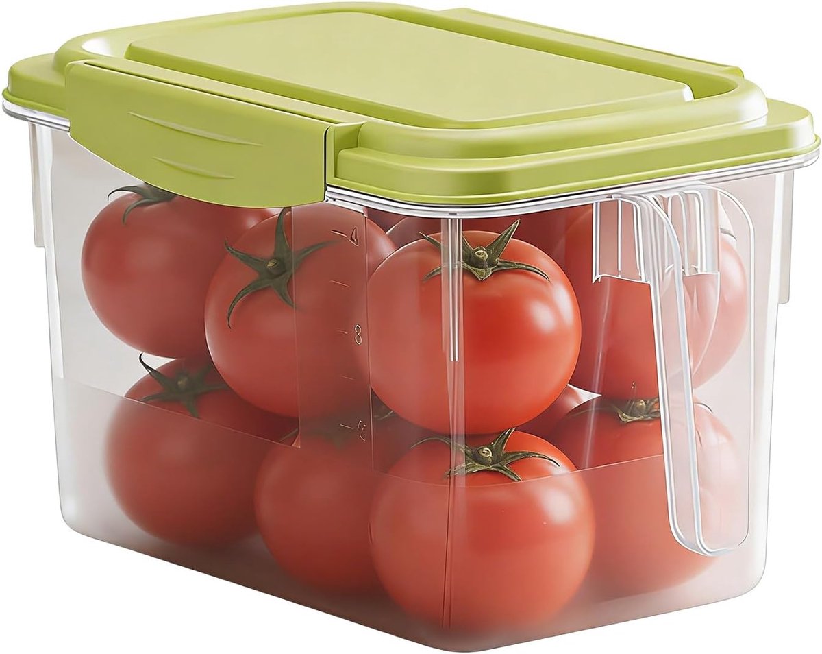 Koelkast Opbergcontainers - Bewaarboxen Groenten - Voedsel Organiseren - Transparante Zichtbaarheid - 45 Liter Capaciteit - Beige Lichtgrijsgroen